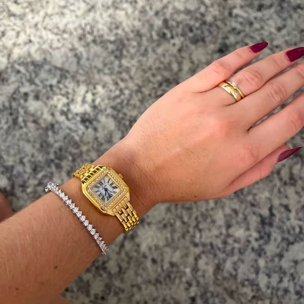 Panthere Classic Gold Crystal Stainless Steel Gold Watch - Picture 8 of 17